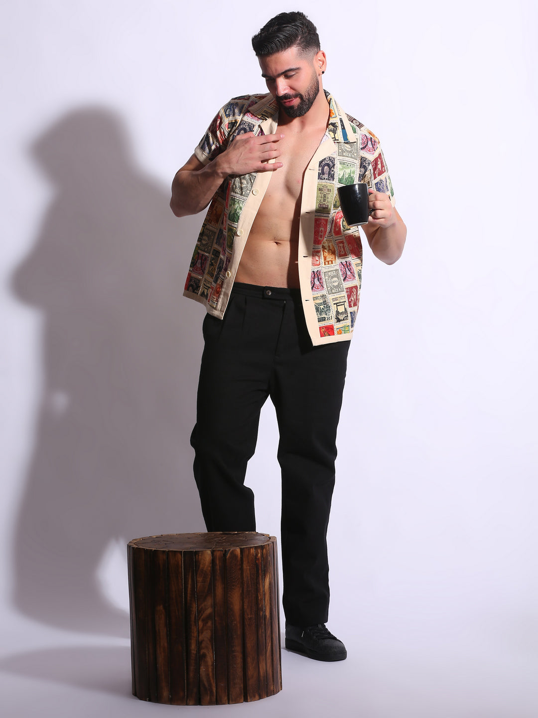 VINTAGE STAMP PATCHWORK SHIRT