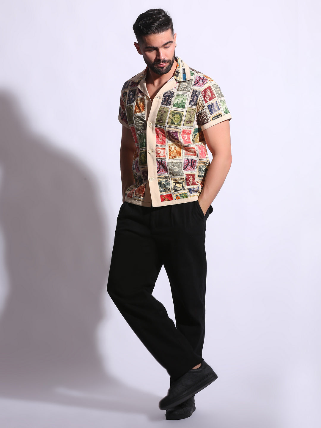 VINTAGE STAMP PATCHWORK SHIRT