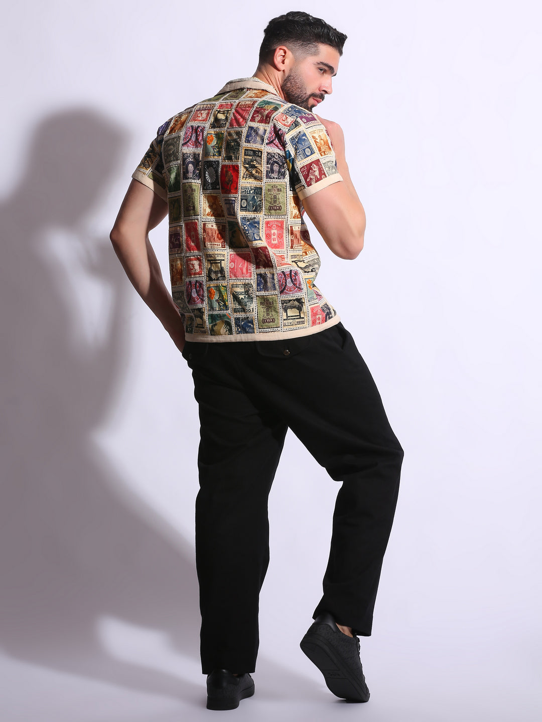 VINTAGE STAMP PATCHWORK SHIRT