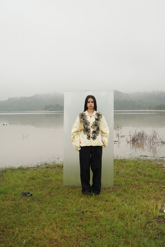 ELARA WOMEN PETAL APPLIQUE SHACKET