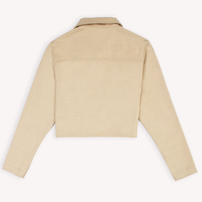 “Kara women’s coat in beige with cording embroidery and merino wool fabric” 