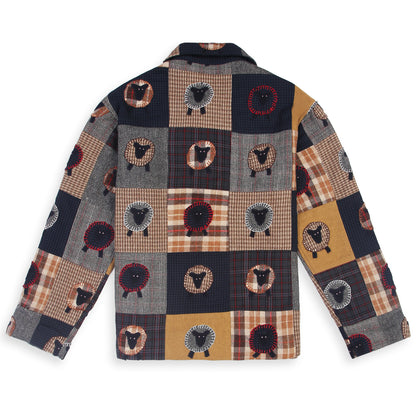 “Marco unisex patchwork also shirt jacket multi with applicate detailing 
“Wool blend appliqué and patchwork jacket for men and women” 