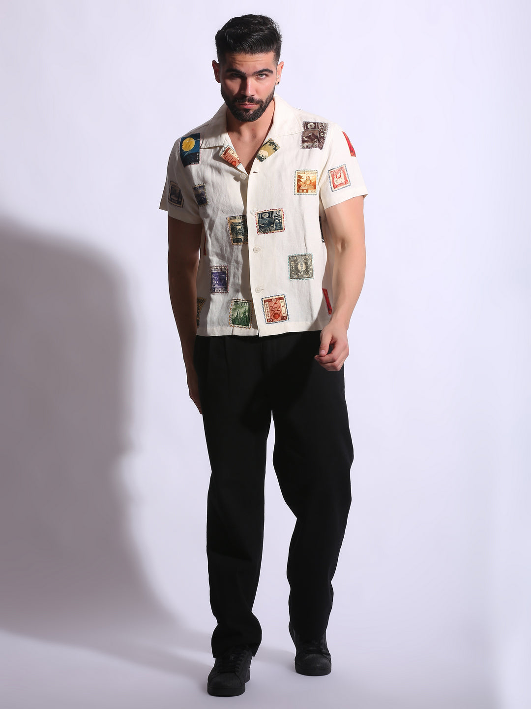 VINTAGE STAMP LINEN SHIRT