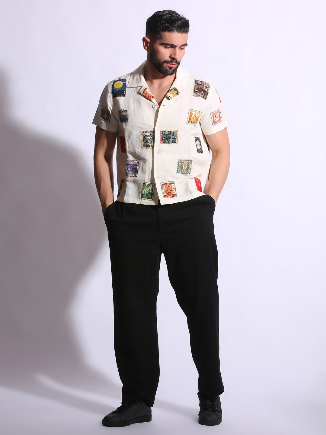VINTAGE STAMP LINEN SHIRT