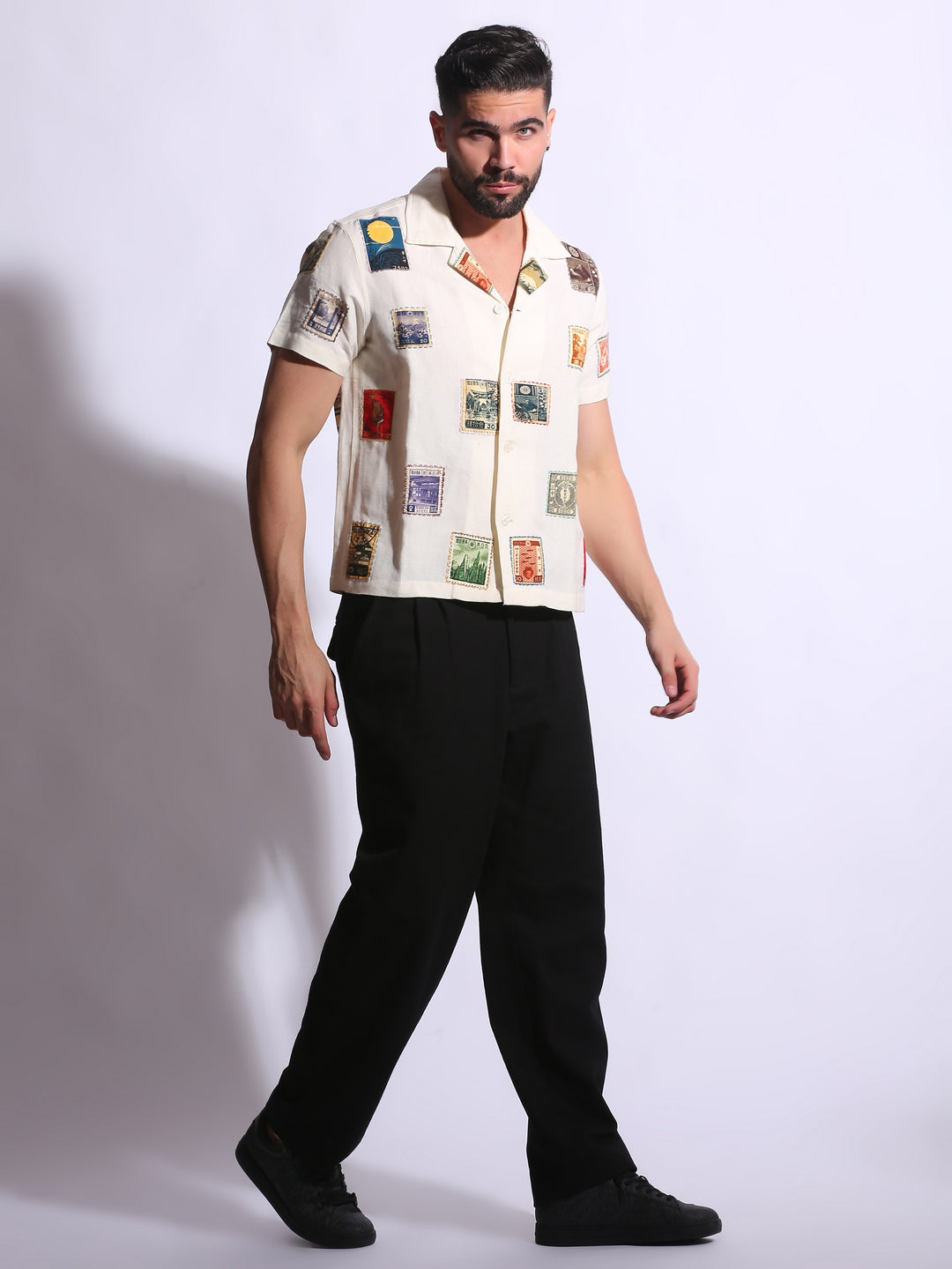 VINTAGE STAMP LINEN SHIRT
