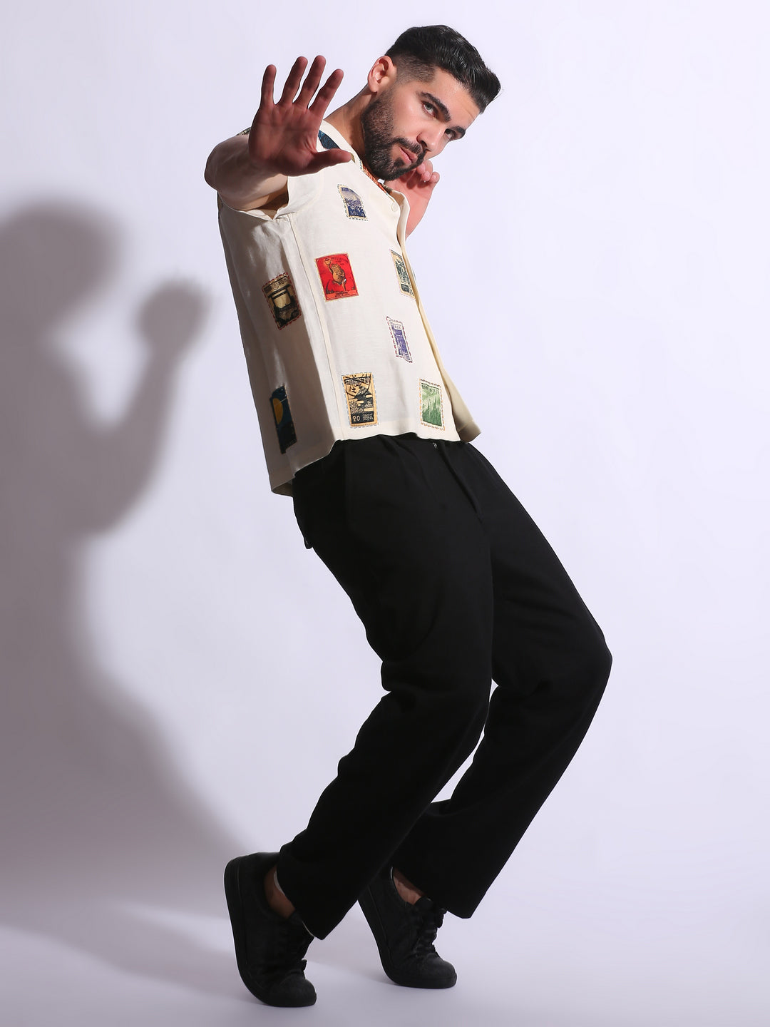 VINTAGE STAMP LINEN SHIRT
