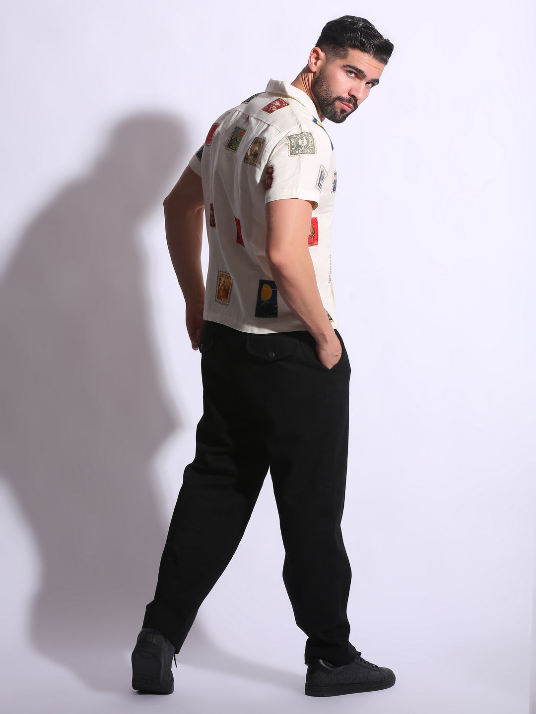 VINTAGE STAMP LINEN SHIRT