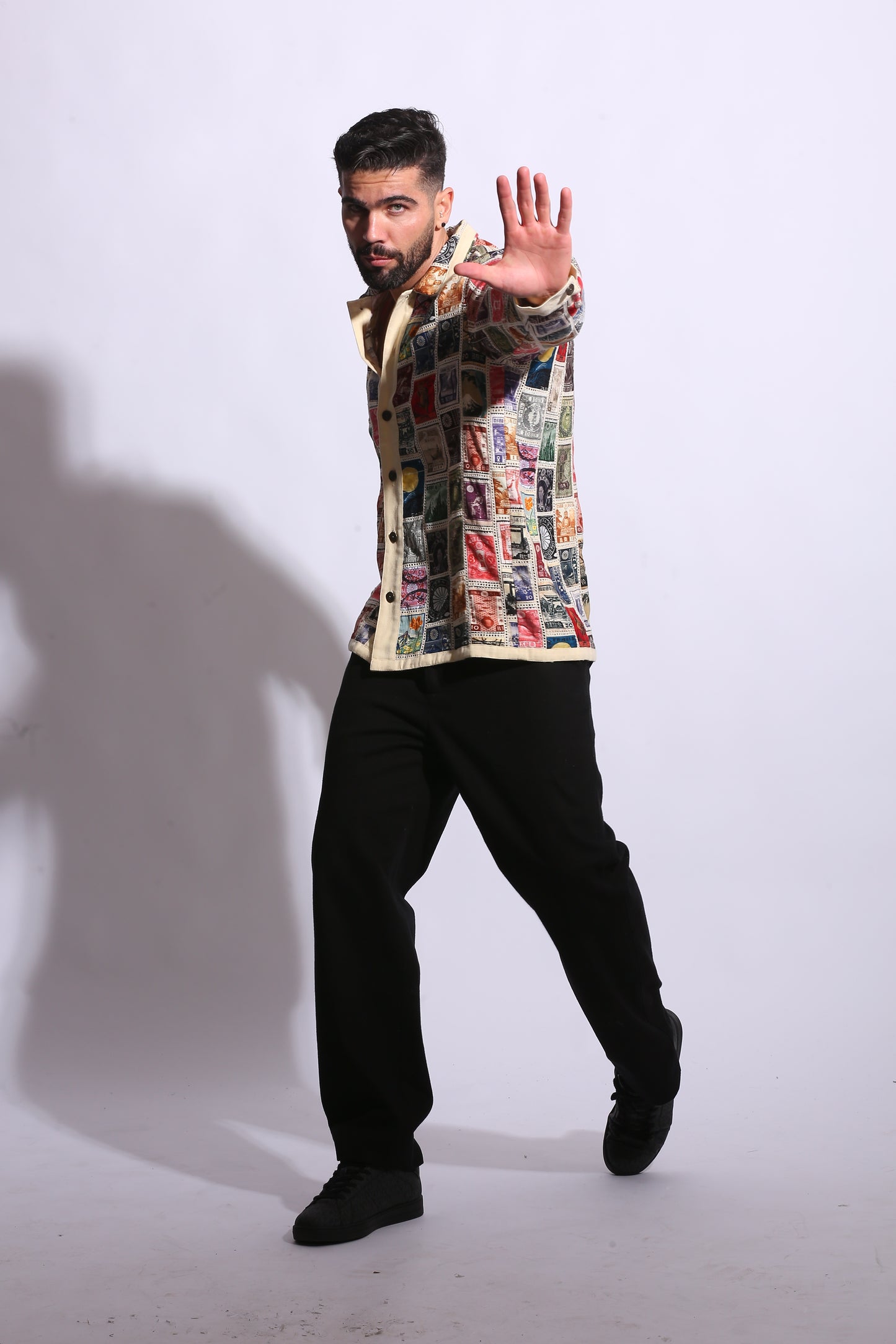 VINTAGE STAMP PATCHWORK LS SHIRT