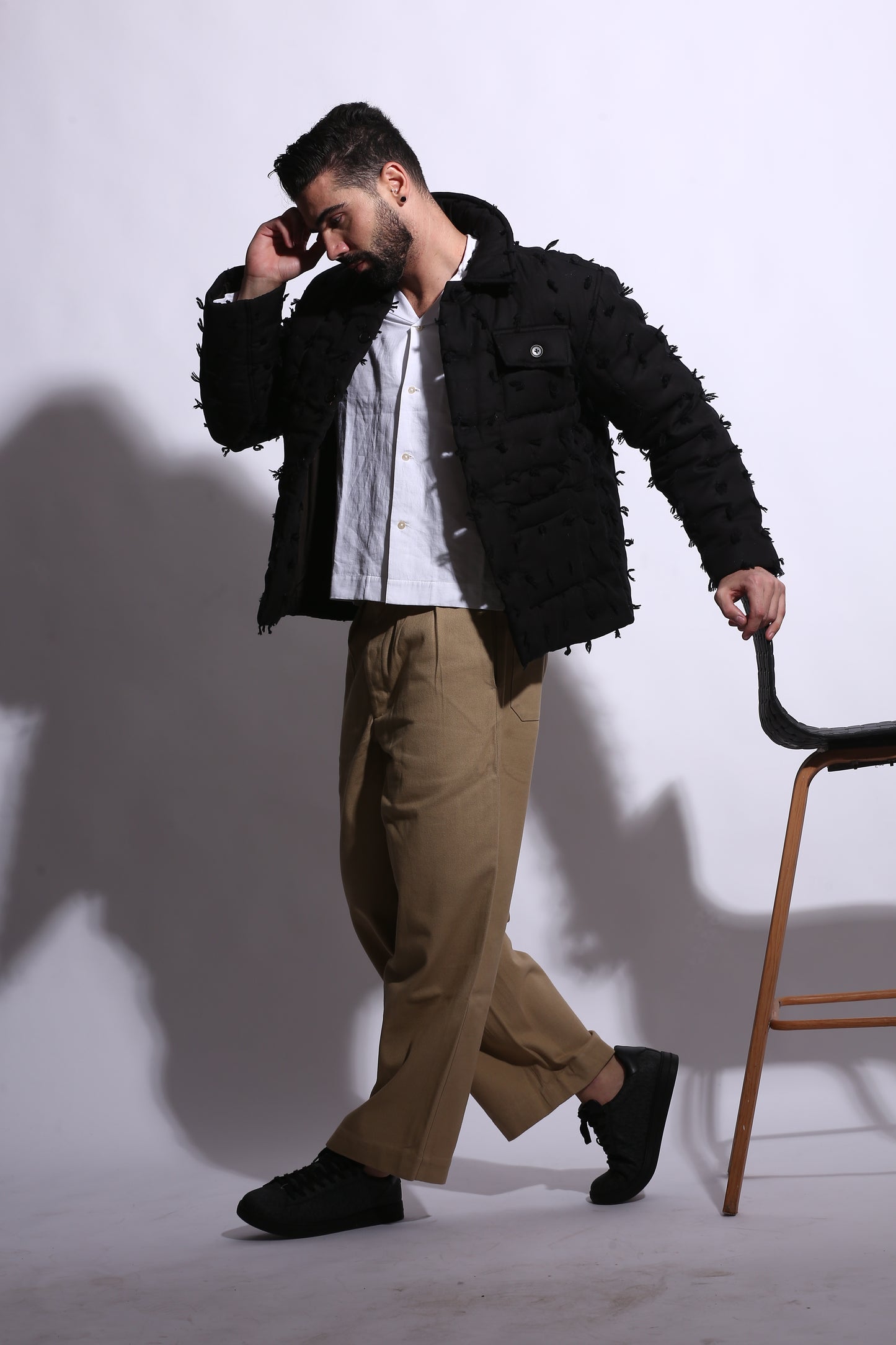 ZANE BLACK TEXTURED JACKET