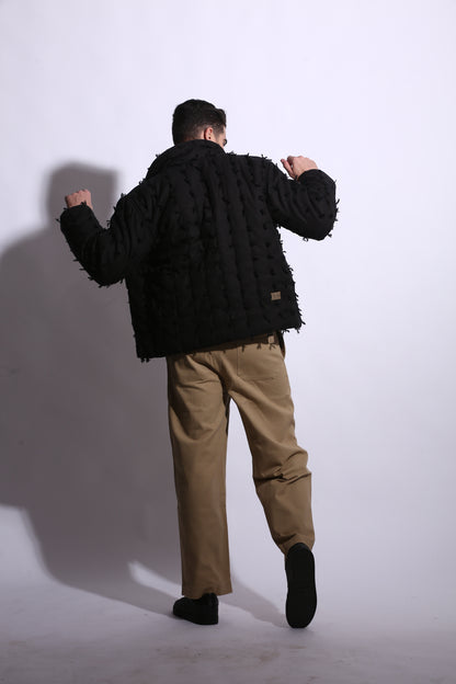 ZANE BLACK TEXTURED JACKET