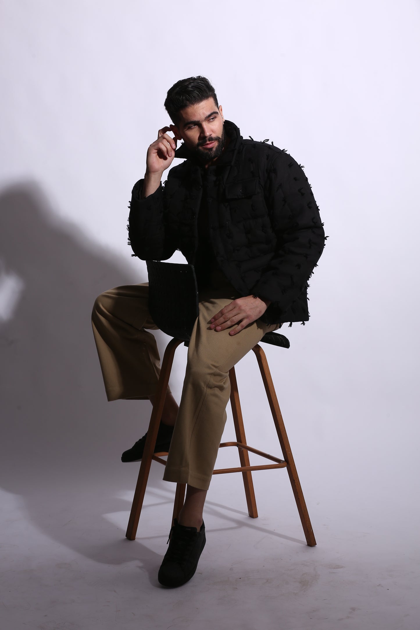 ZANE BLACK TEXTURED JACKET