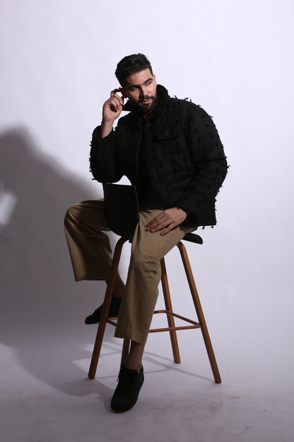 ZANE BLACK TEXTURED JACKET