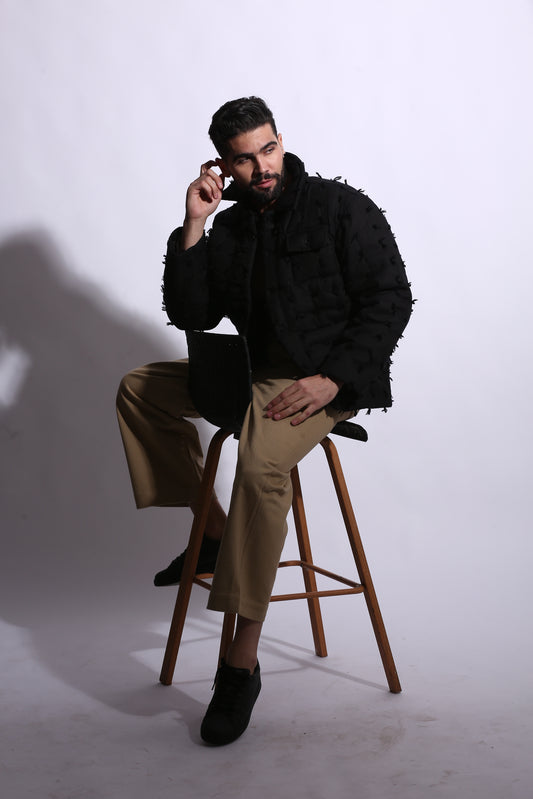 ZANE BLACK TEXTURED JACKET