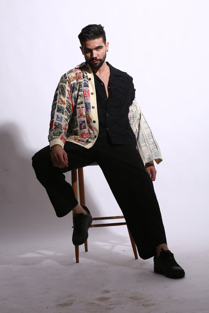 VINTAGE STAMP PATCHWORK LS SHIRT