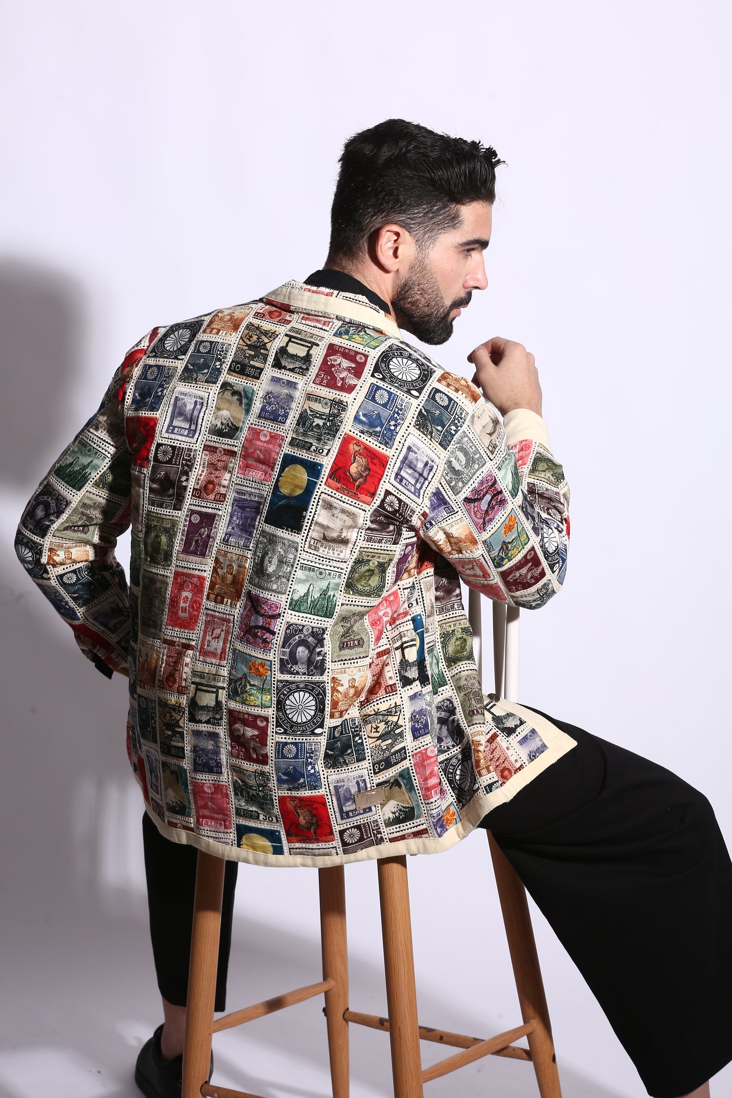 VINTAGE STAMP PATCHWORK LS SHIRT