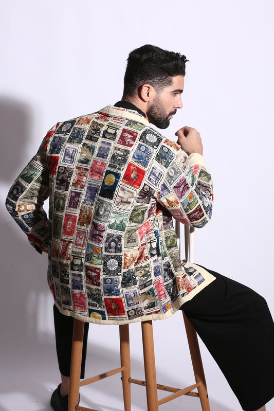VINTAGE STAMP PATCHWORK LS SHIRT
