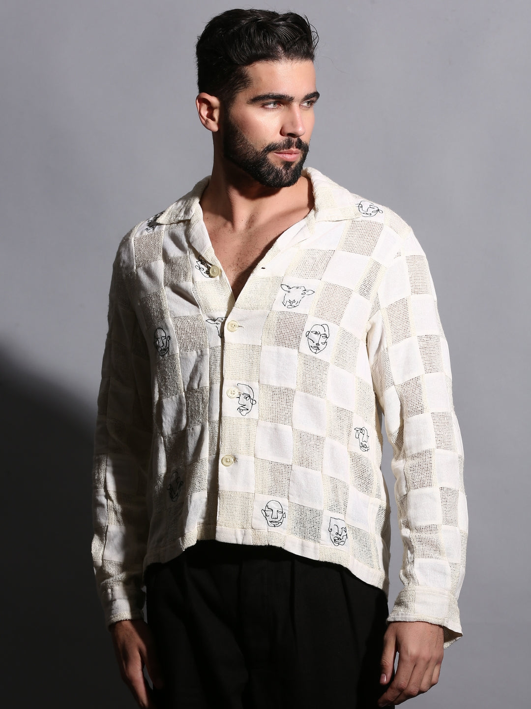 ARTFUL FACES PATCHWORK SHIRT
