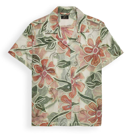 SHEER FLORAL EMBROIDERED SHIRT