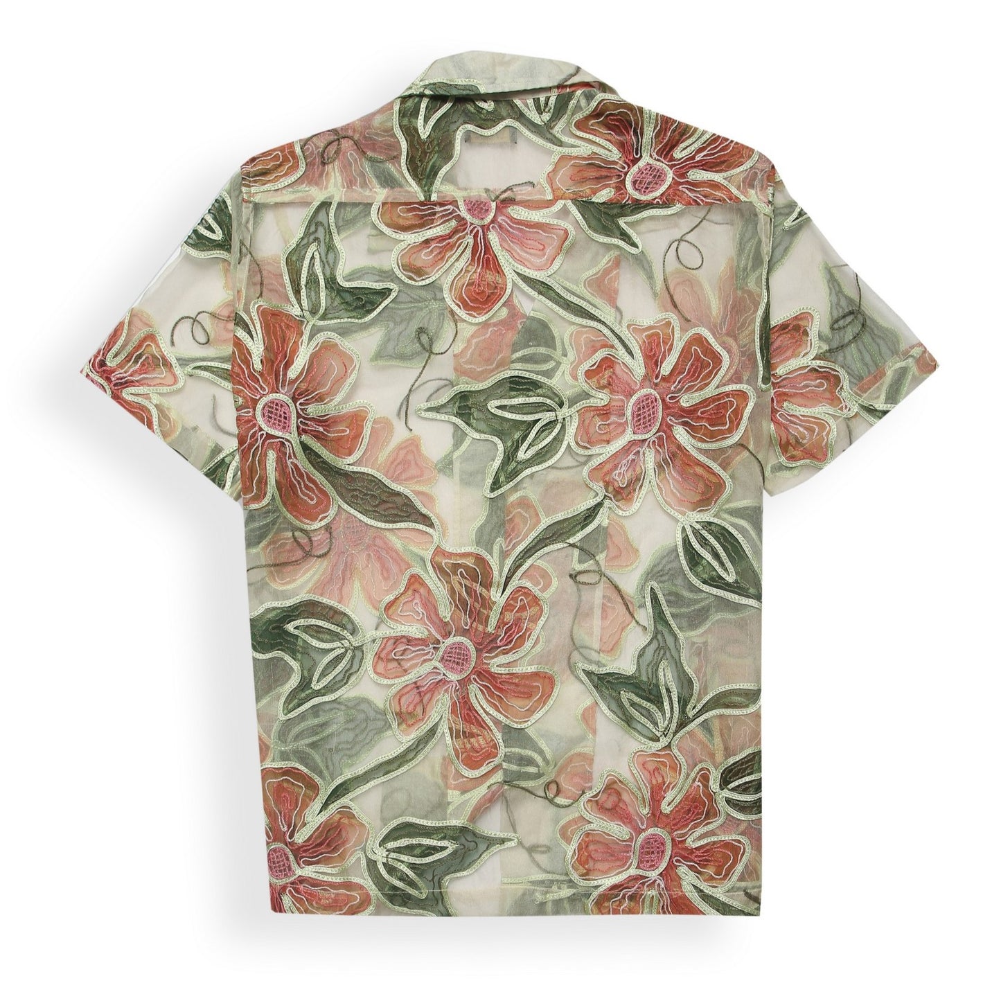 SHEER FLORAL EMBROIDERED SHIRT