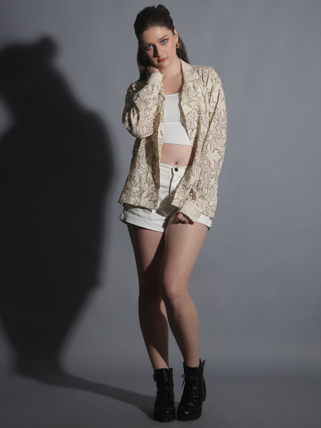 TEXTURED WEAVE EMBROIDERY SHIRT