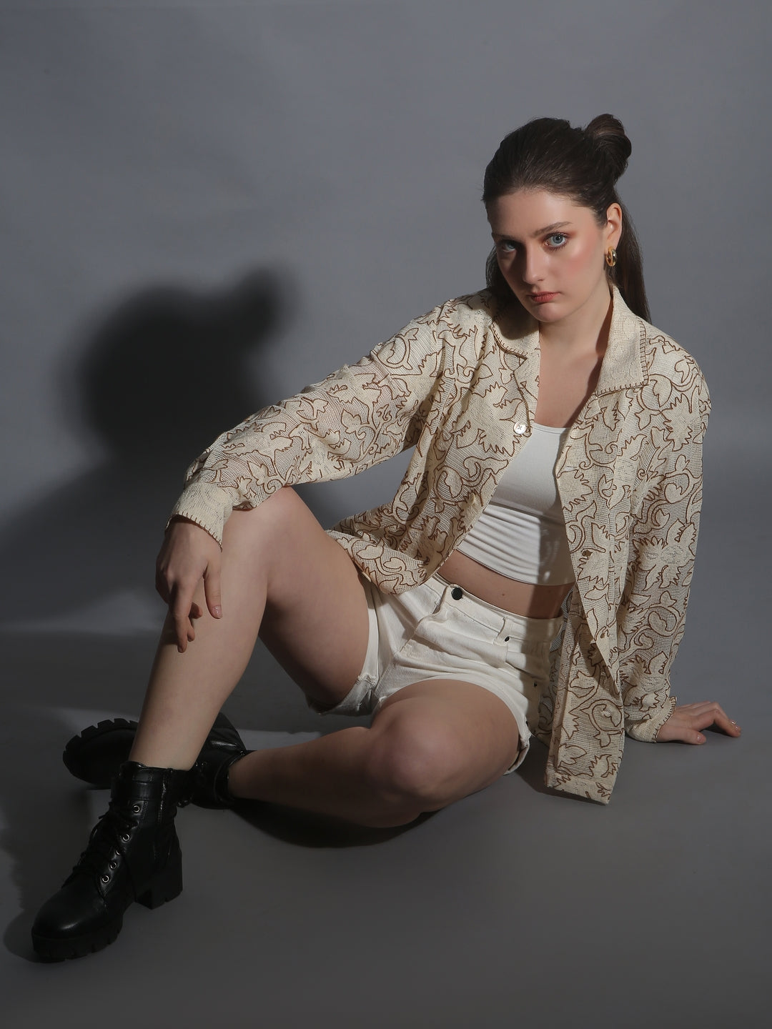 TEXTURED WEAVE EMBROIDERY SHIRT