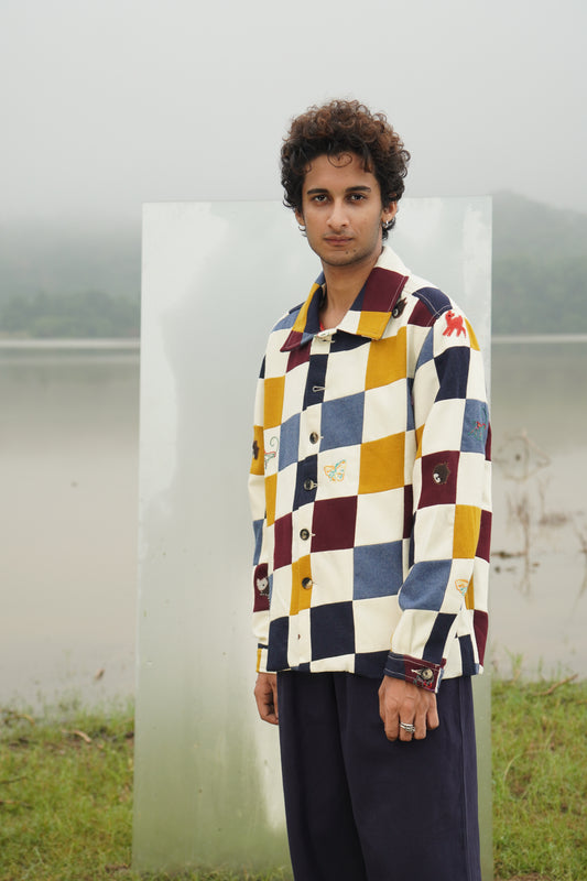 JACKSON UNISEX PATCHWORK EMB SHACKET