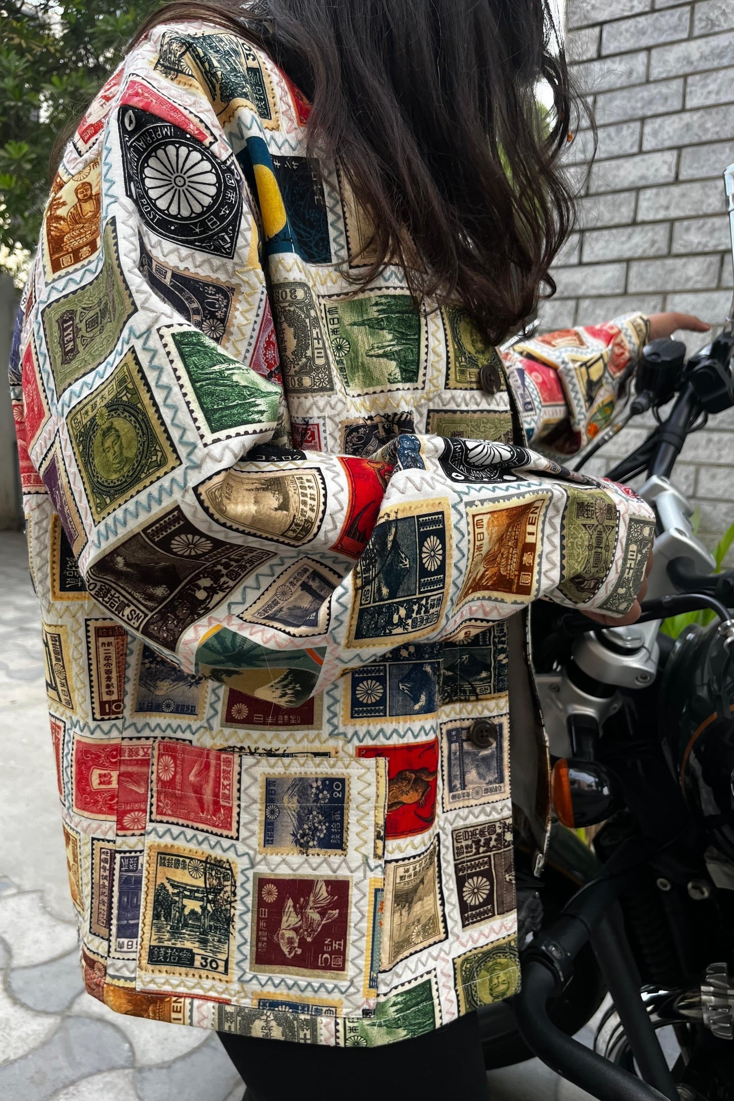 “Victor unisex multicolor cotton satin shirt jacket with hand embroidery”